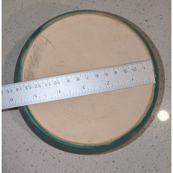 Handmade Studio Pottery Bowl Turquoise Glaze Signed 1950s - Picture 11 of 16